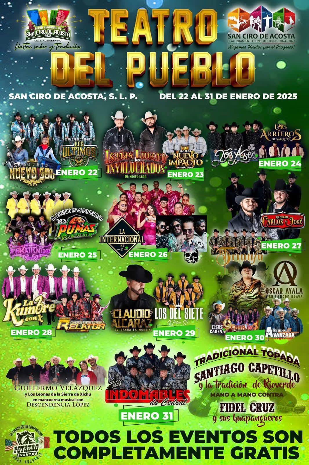 Cartelera Feria Regional de San Ciro de Acosta 2025