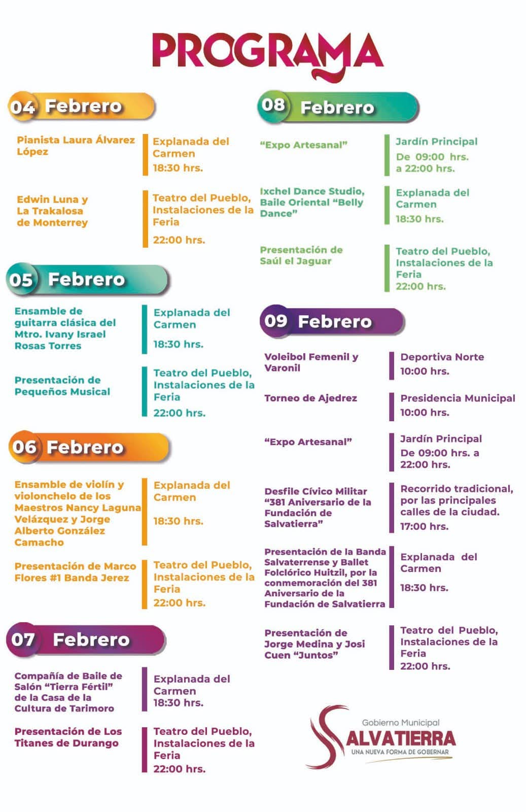 Programa Feria de la Candelaria Salvatierra 2025
