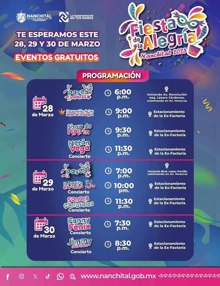 Programa Fiesta de la Alegría Nanchital 2025