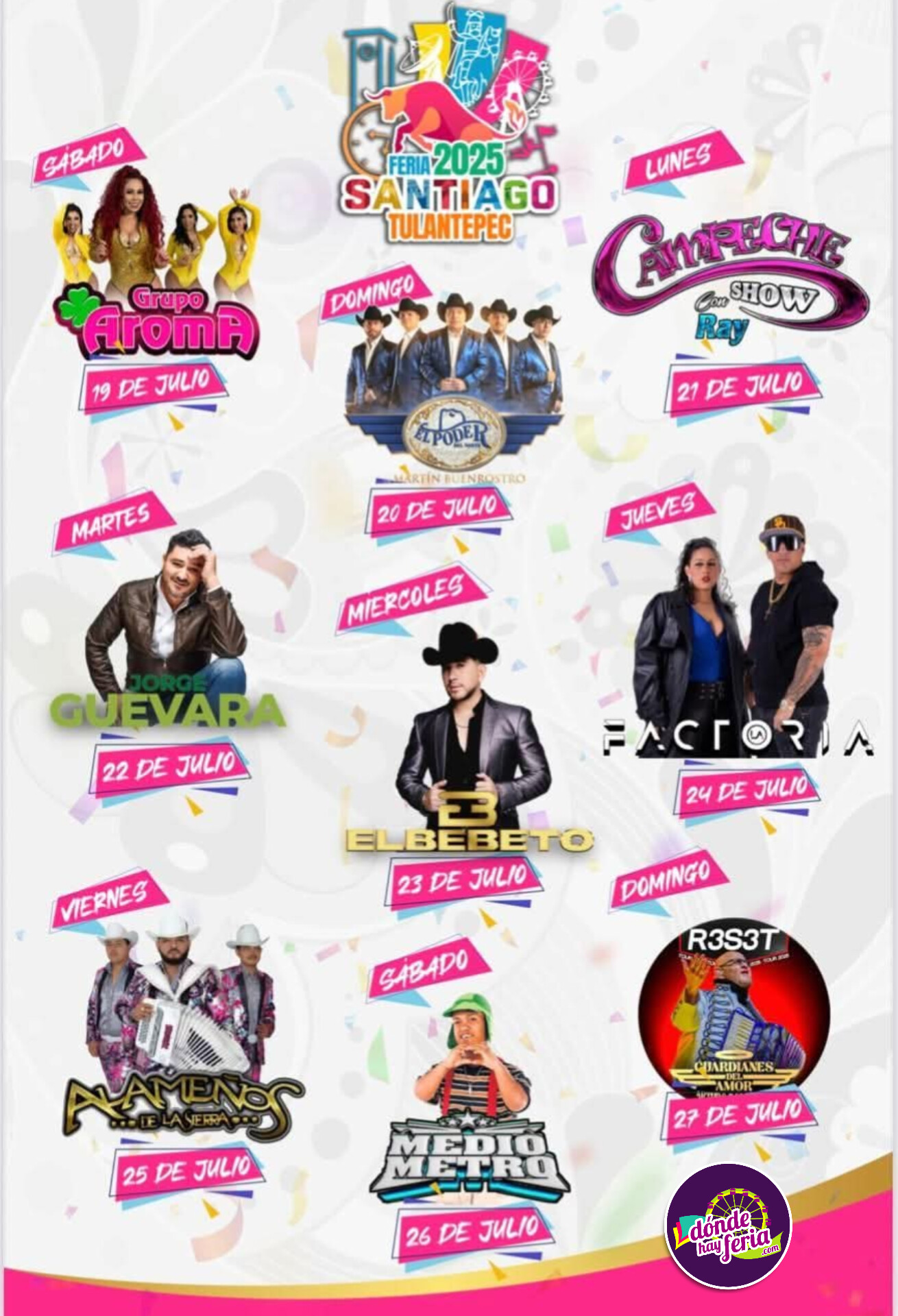 Cartelera artística - Feria Santiago Tulantepec 2025