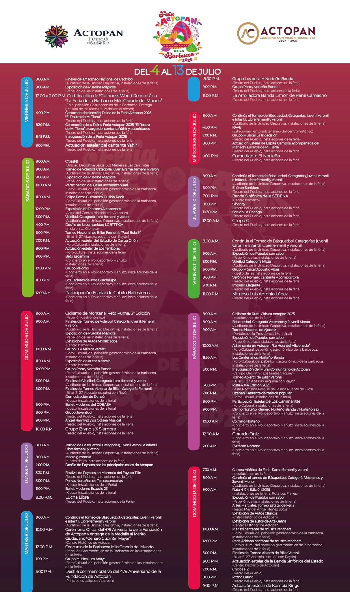 Programa completo Feria de la Barbacoa Actopan 2025