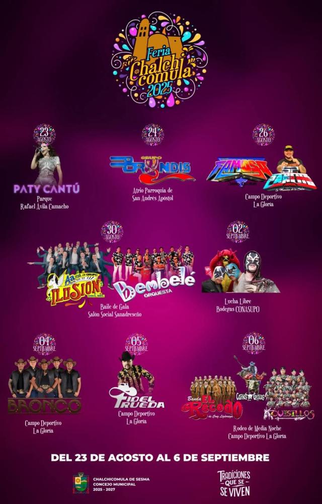Cartelera Artistica - Feria Regional Chalchicomula 2025