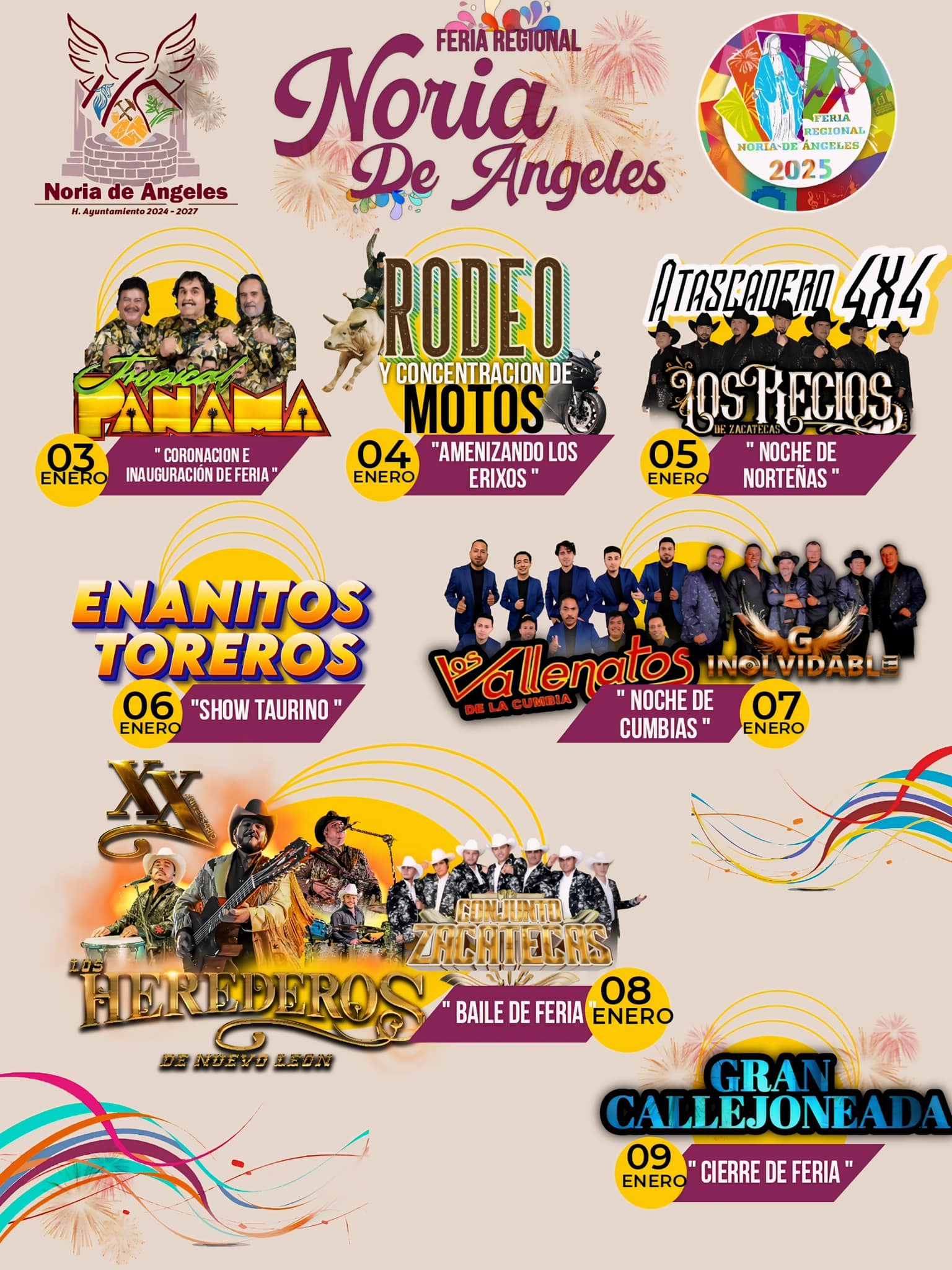 Cartelera artística, Feria Noria de los Ángeles 2025