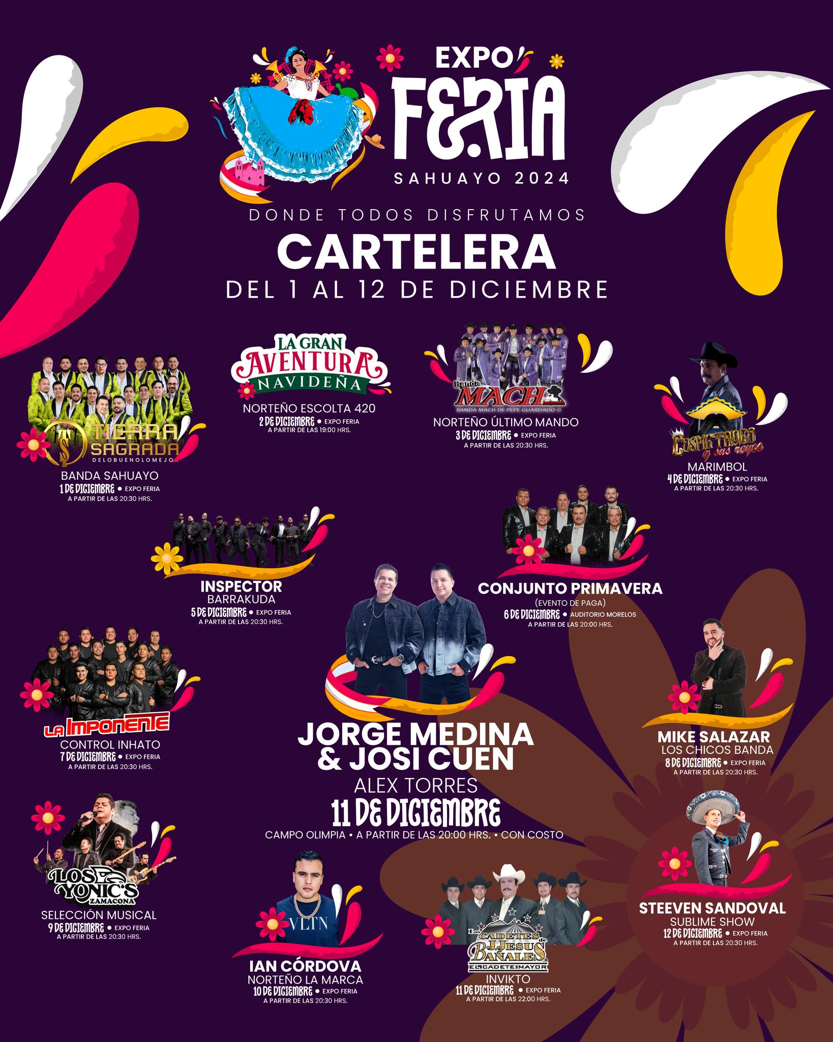 Cartelera artística - Expo Feria Sahuayo 2024