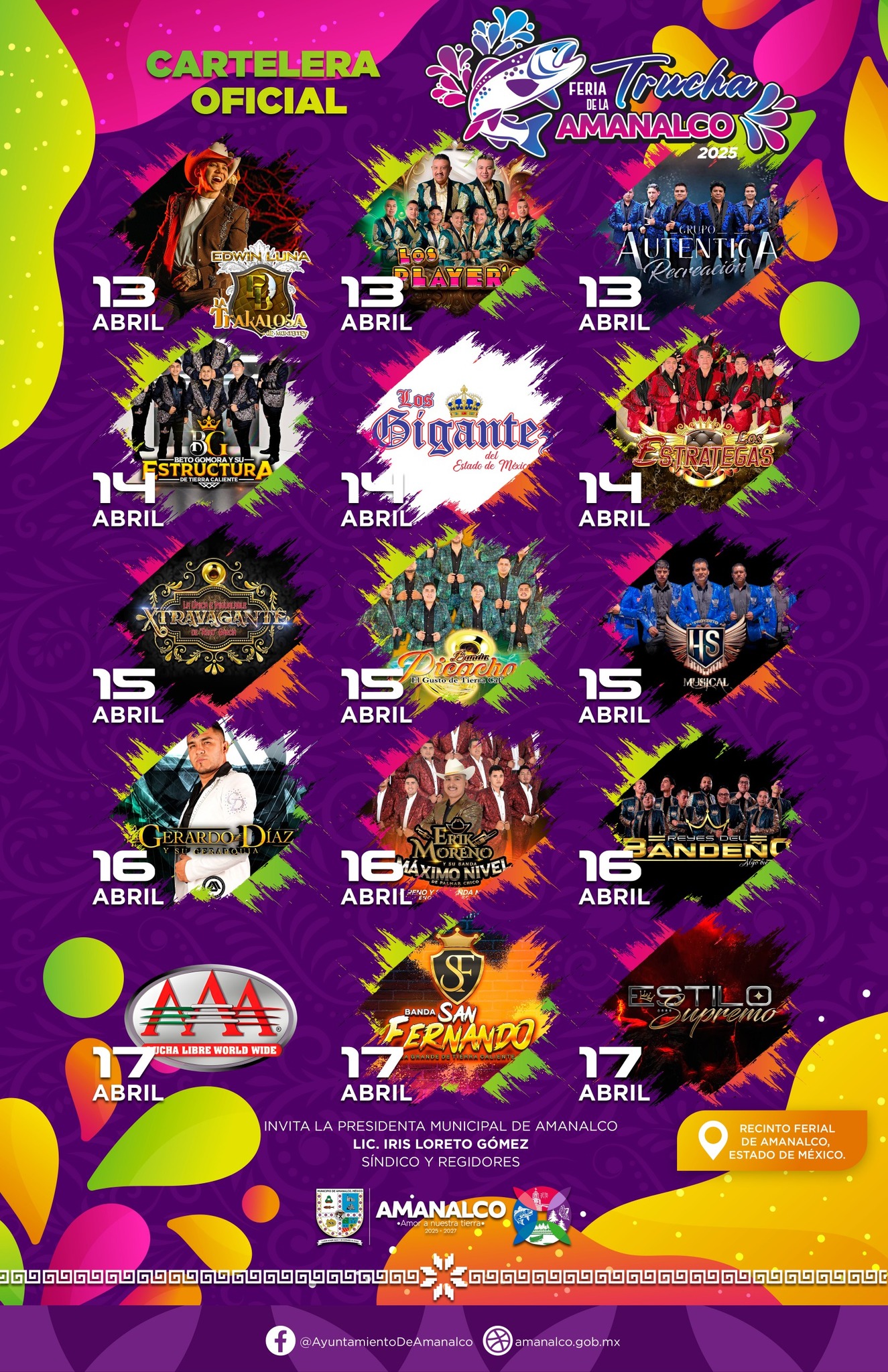 Elenco Artístico, Feria de la Trucha Amanalco 2025