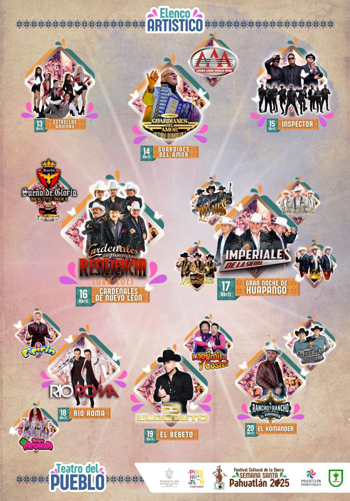 Cartelera estelar del Festival Cultural de la Sierra Pahuatlán 2025