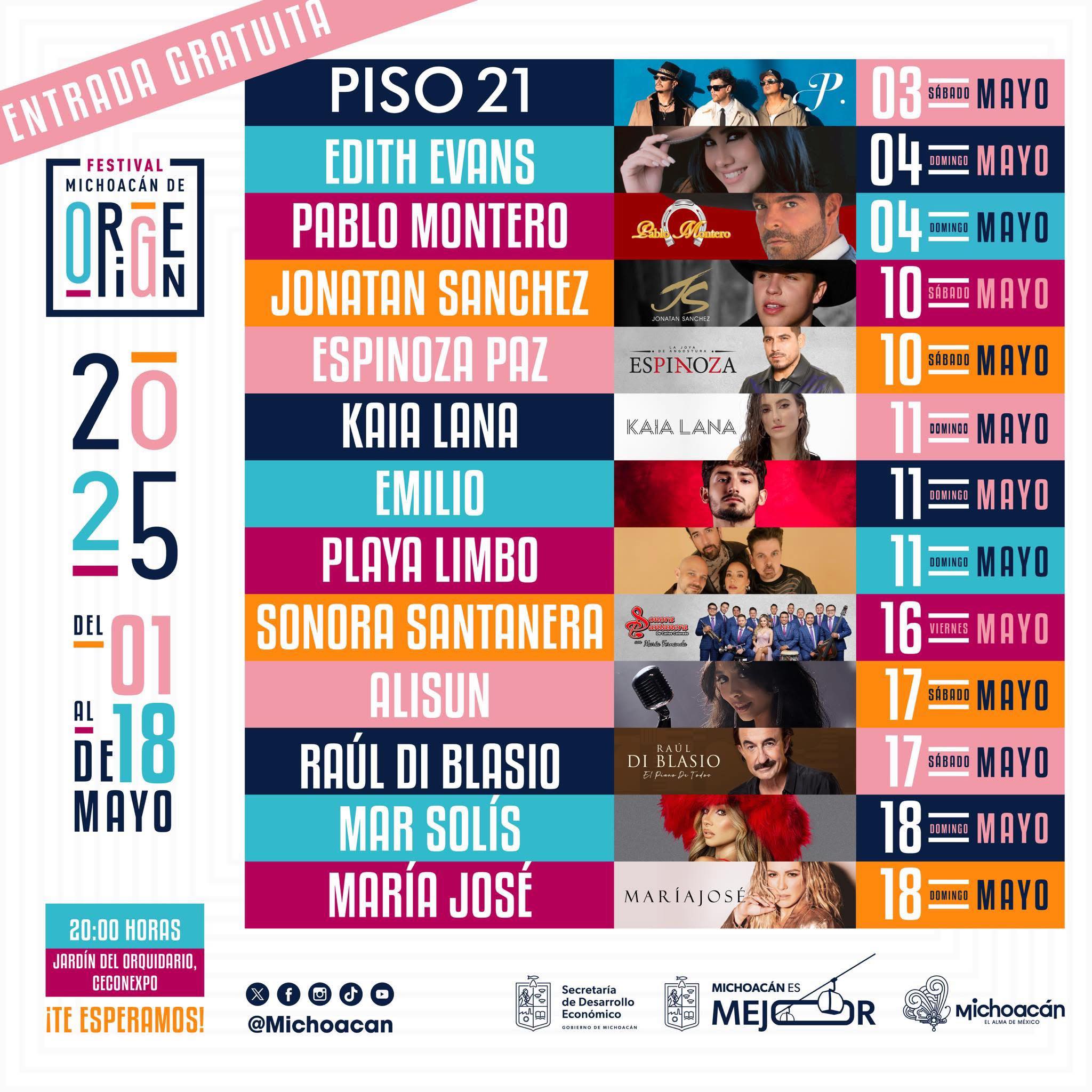 Cartelera Festival Michoacán de Origen 2025
