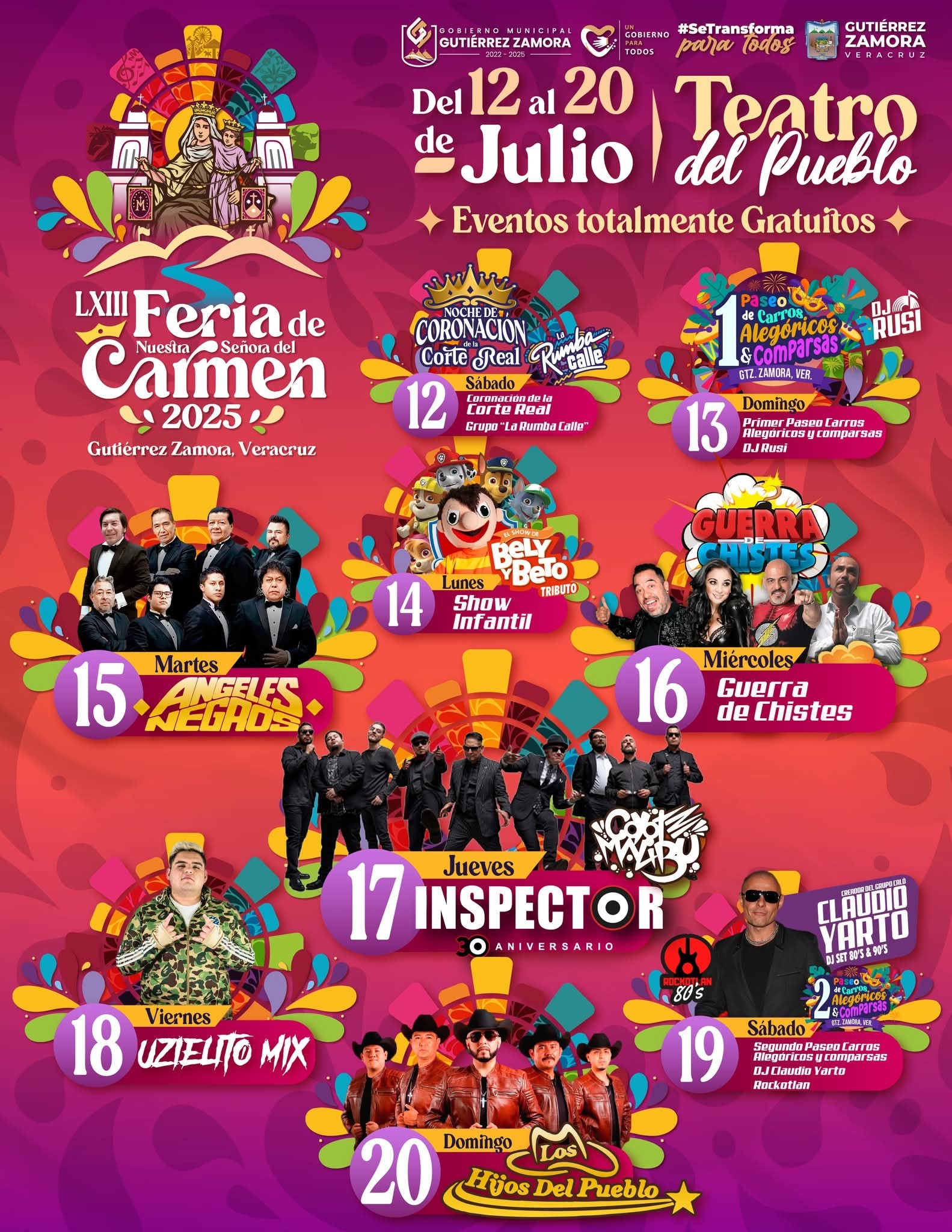 Cartelera Artística - Feria del Carmen Gutiérrez Zamora 2025