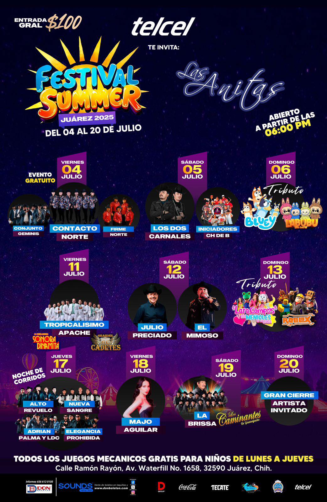 Cartelera Festival Summer Juárez 2025