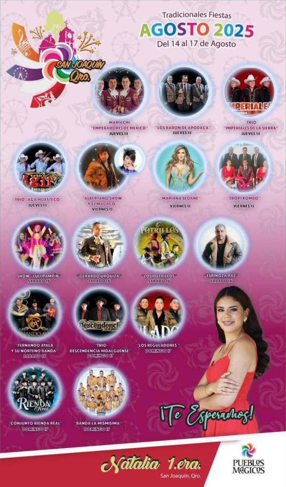 Elenco estelar – Fiestas de Agosto San Joaquín 2025