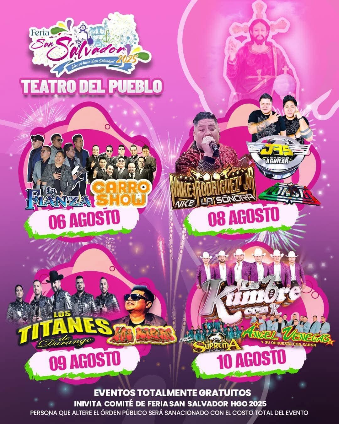 Cartelera artística – Feria San Salvador Hidalgo 2025