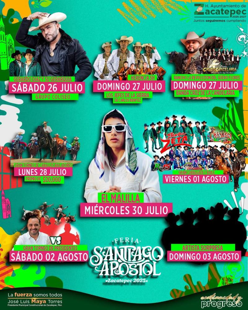 Cartelera estelar - Feria Santiago Apóstol Zacatepec 2025