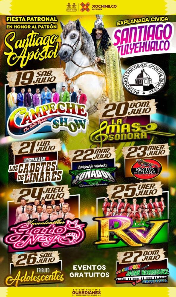Cartelera Artística Feria Patronal Santiago Tulyehualco 2025