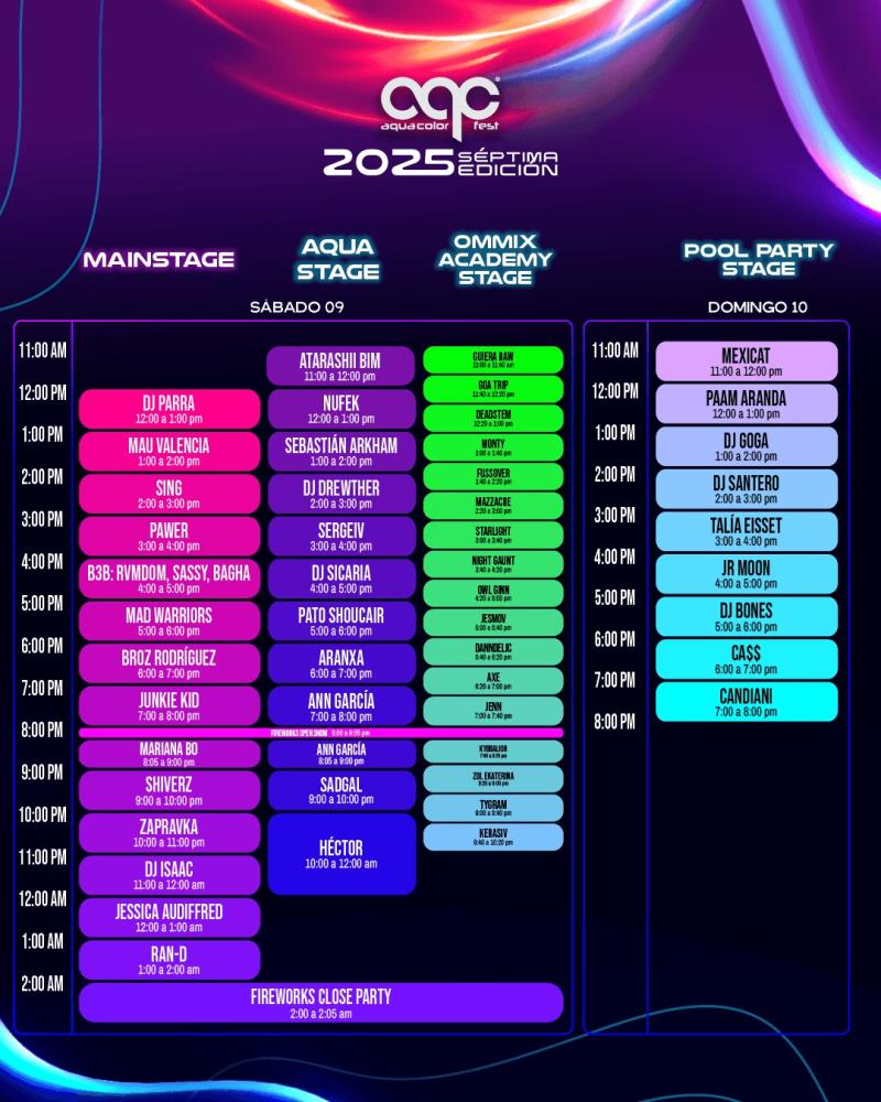Horarios Aqua Color Fest 2025