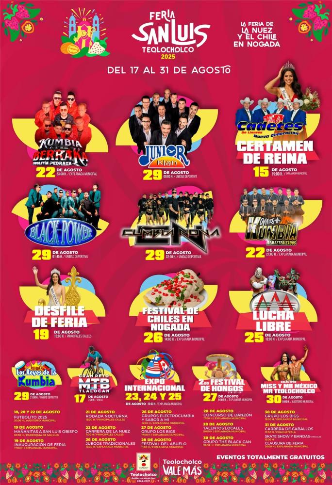 Cartelera artística Feria San Luis Teolocholco 2025