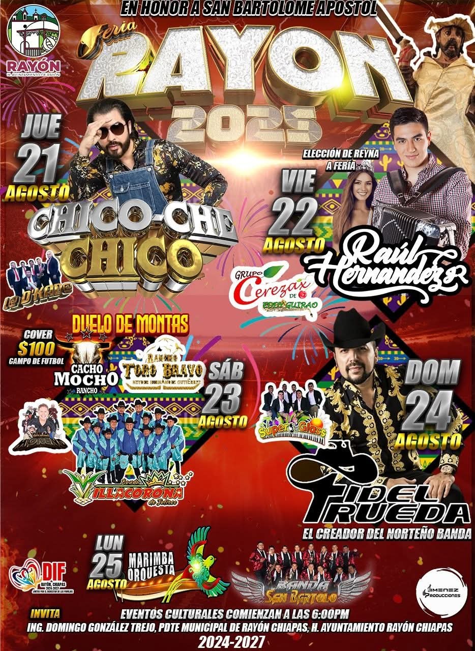 Cartelera artística Feria Rayón Chiapas 2025