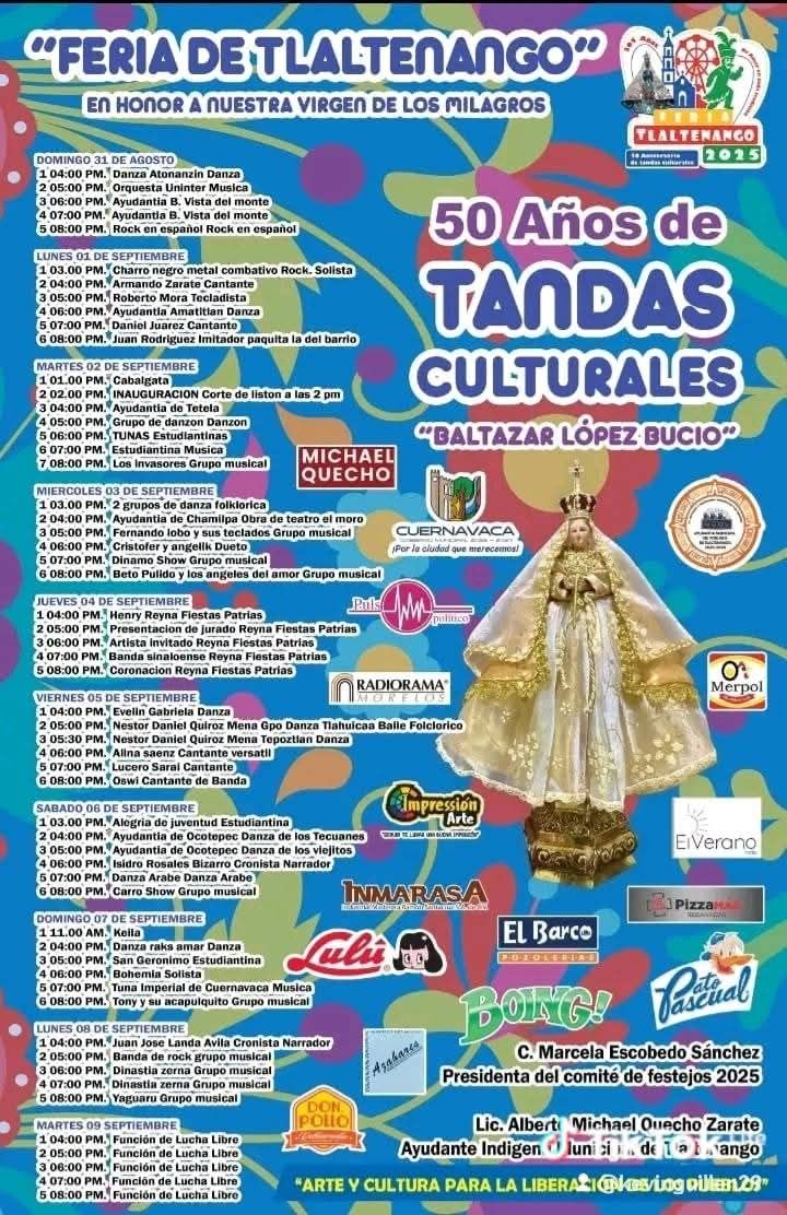 Programa completo Feria Tlaltenango Morelos 2025