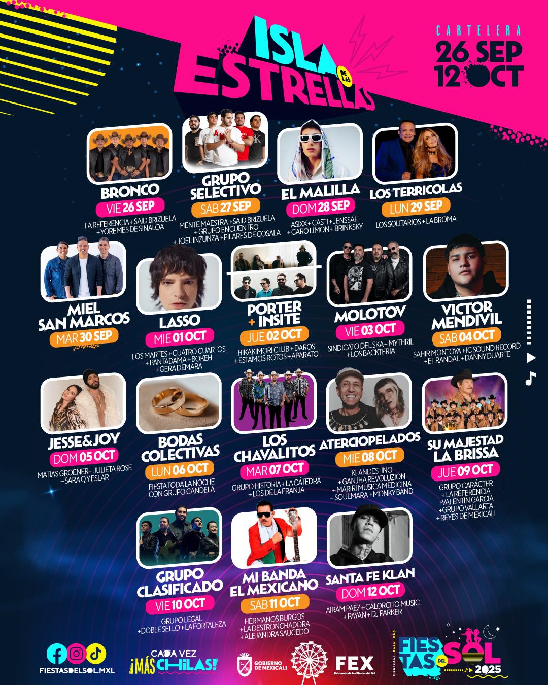 Cartelera Isla de las Estrellas Fiestas del Sol Mexicali 2025