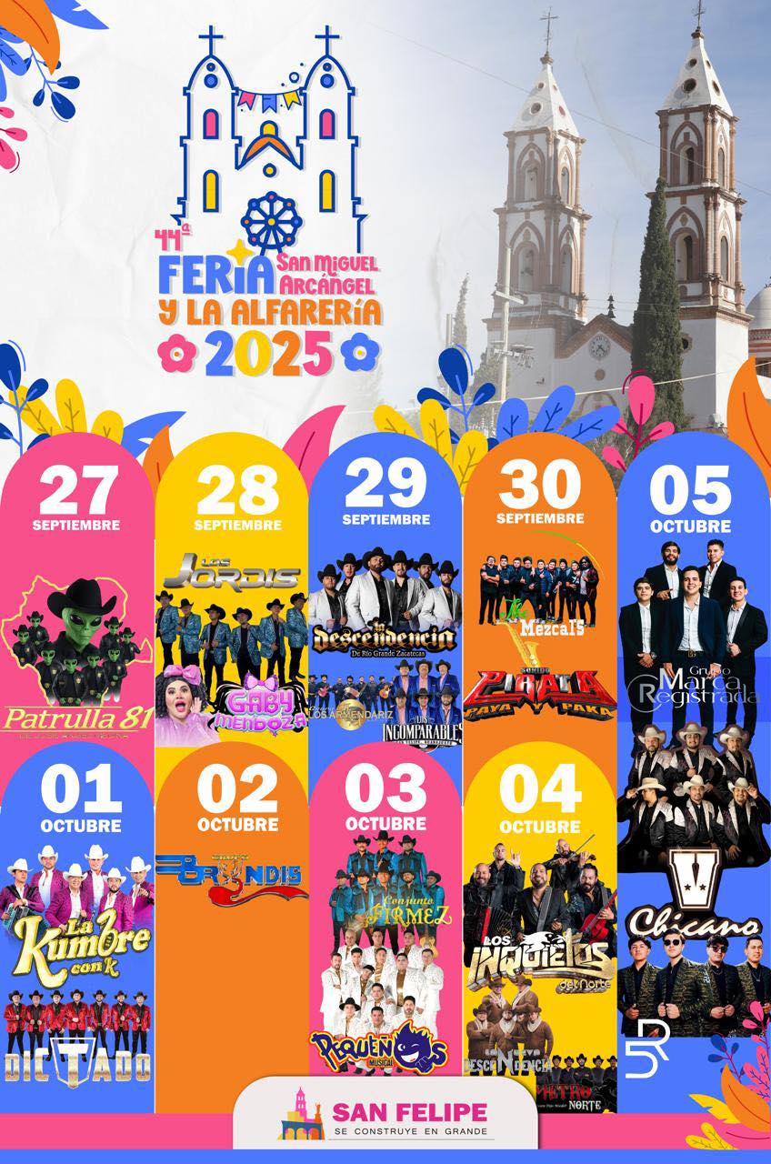 Cartelera estelar - Feria San Miguel Arcángel y la Alfarería San Felipe 2025