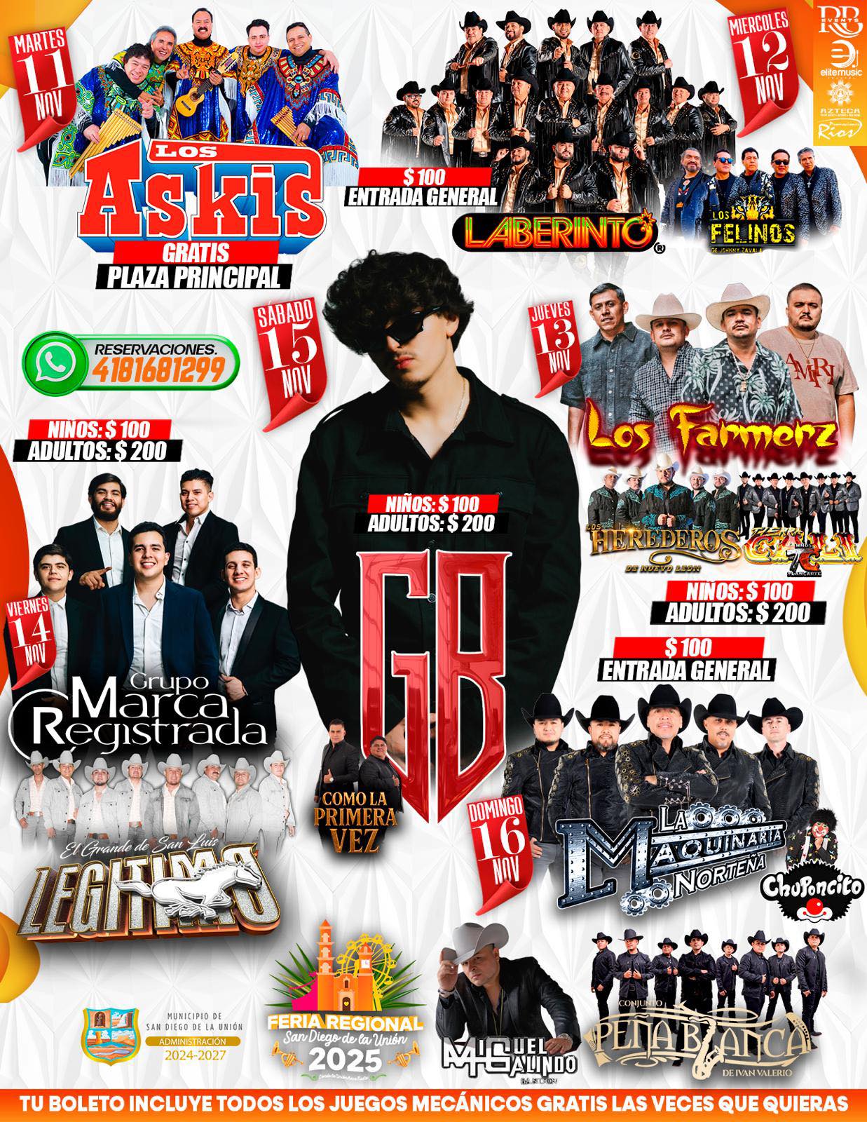 Cartelera oficial Feria Regional San Diego de la Unión 2025
