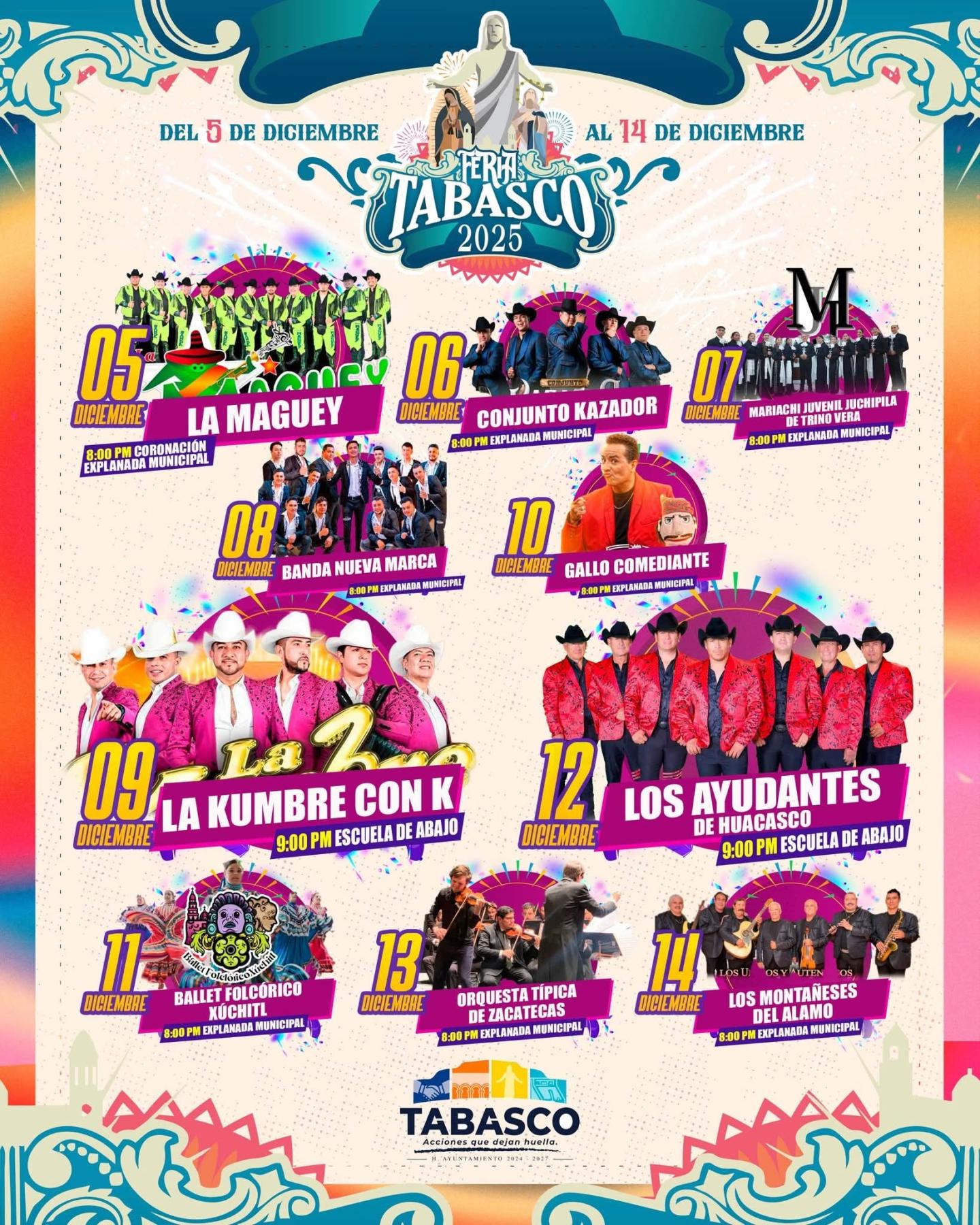Cartelera Feria Regional Tabasco Zacatecas 2025