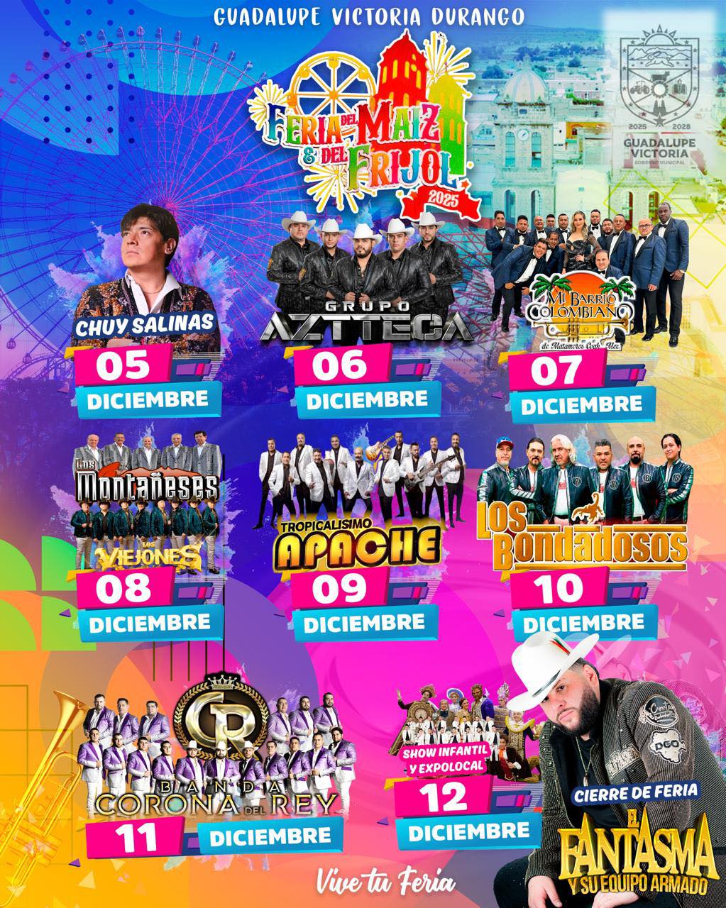 Cartelera estelar Feria del Maíz y del Frijol Guadalupe Victoria 2025