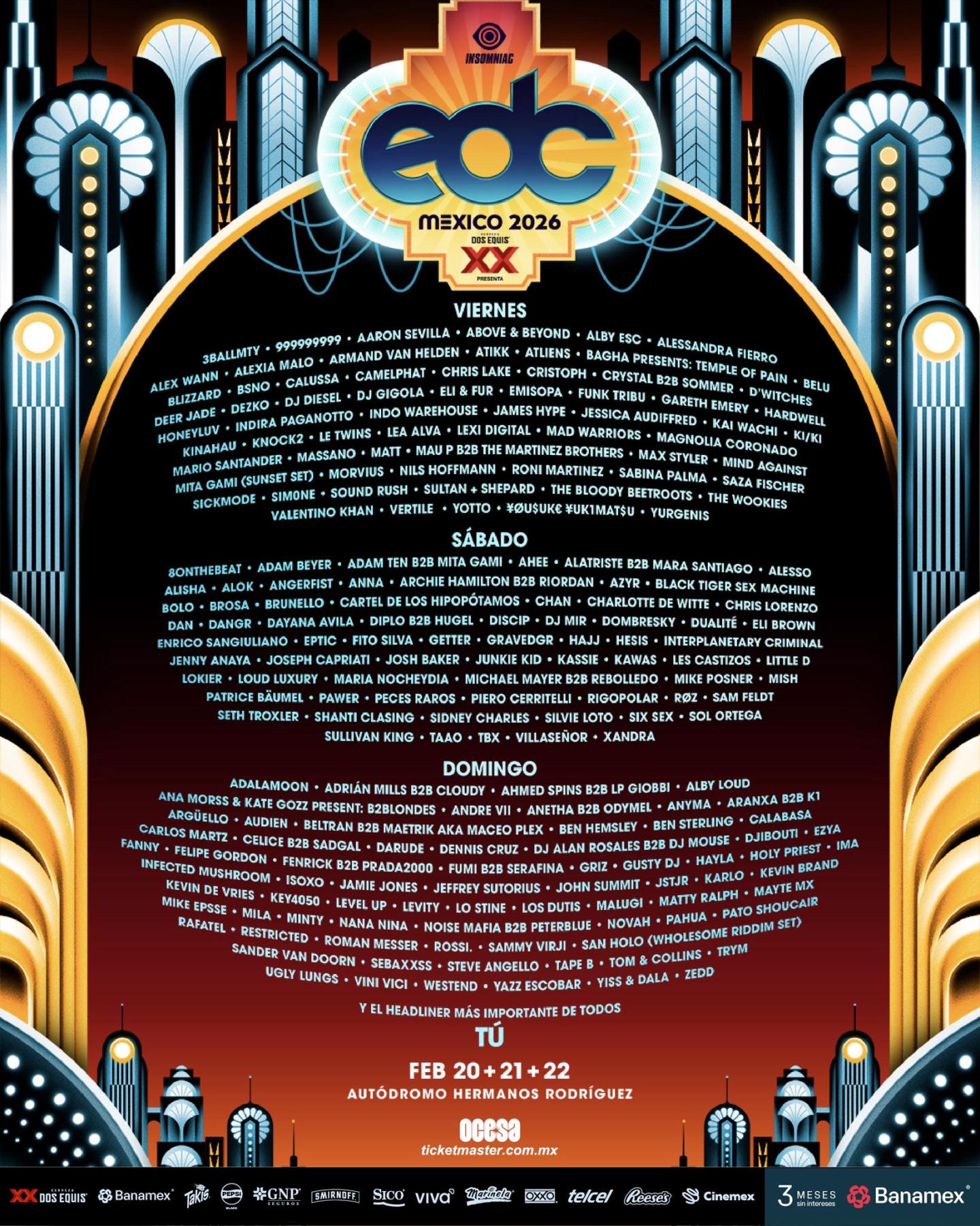 Cartel por día EDC México 2026