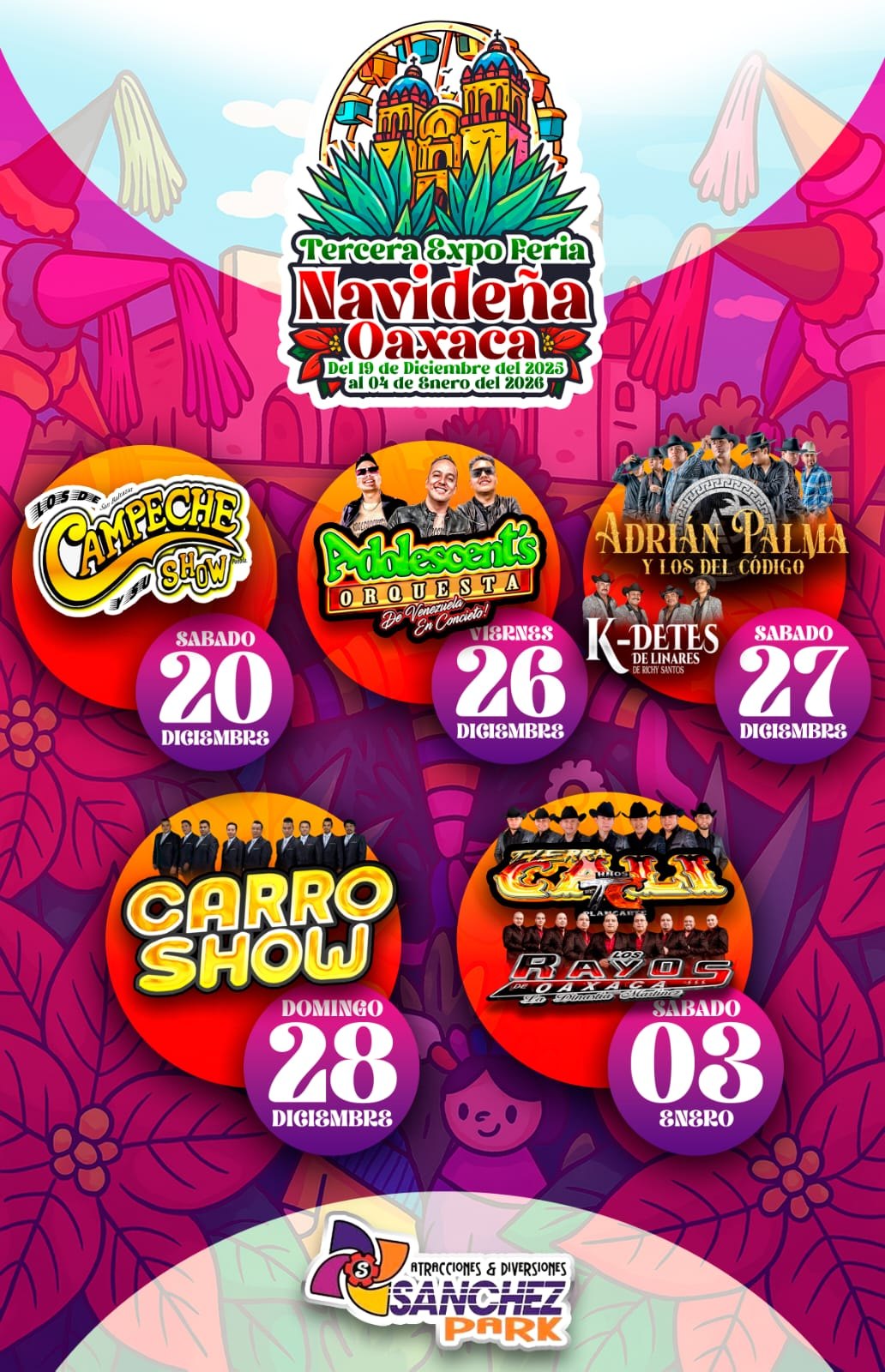Cartelera artística Tercera Expo Feria Navideña Oaxaca 2025-2026