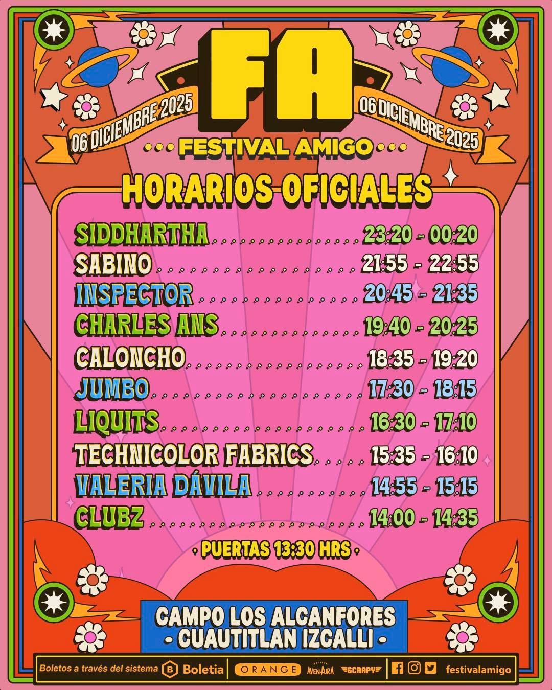 Horarios del Festival Amigo 2025