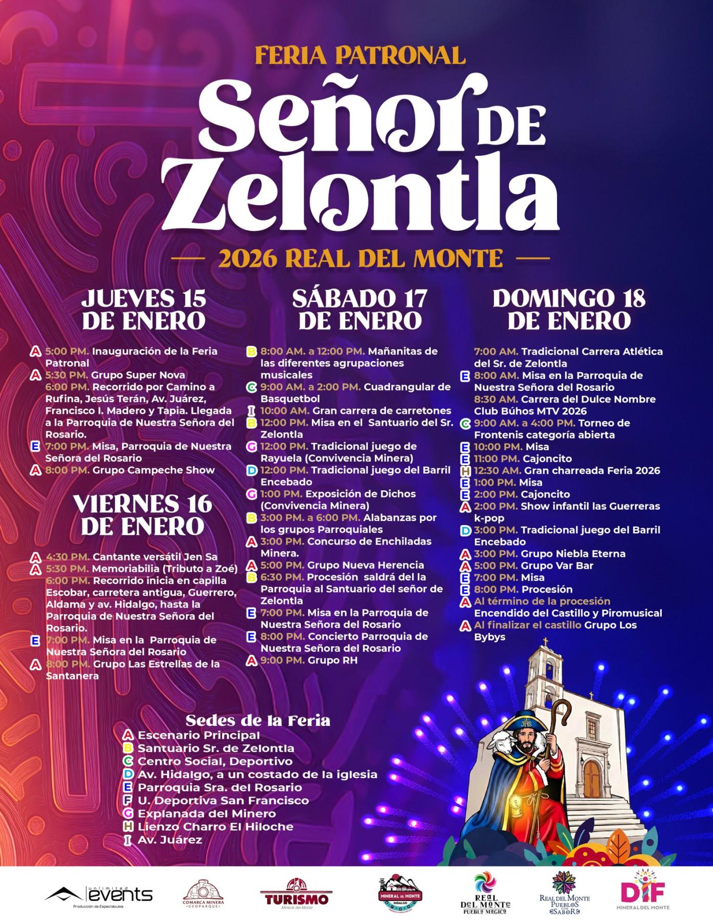 Programa completo Fiesta Patronal Real del Monte 2026