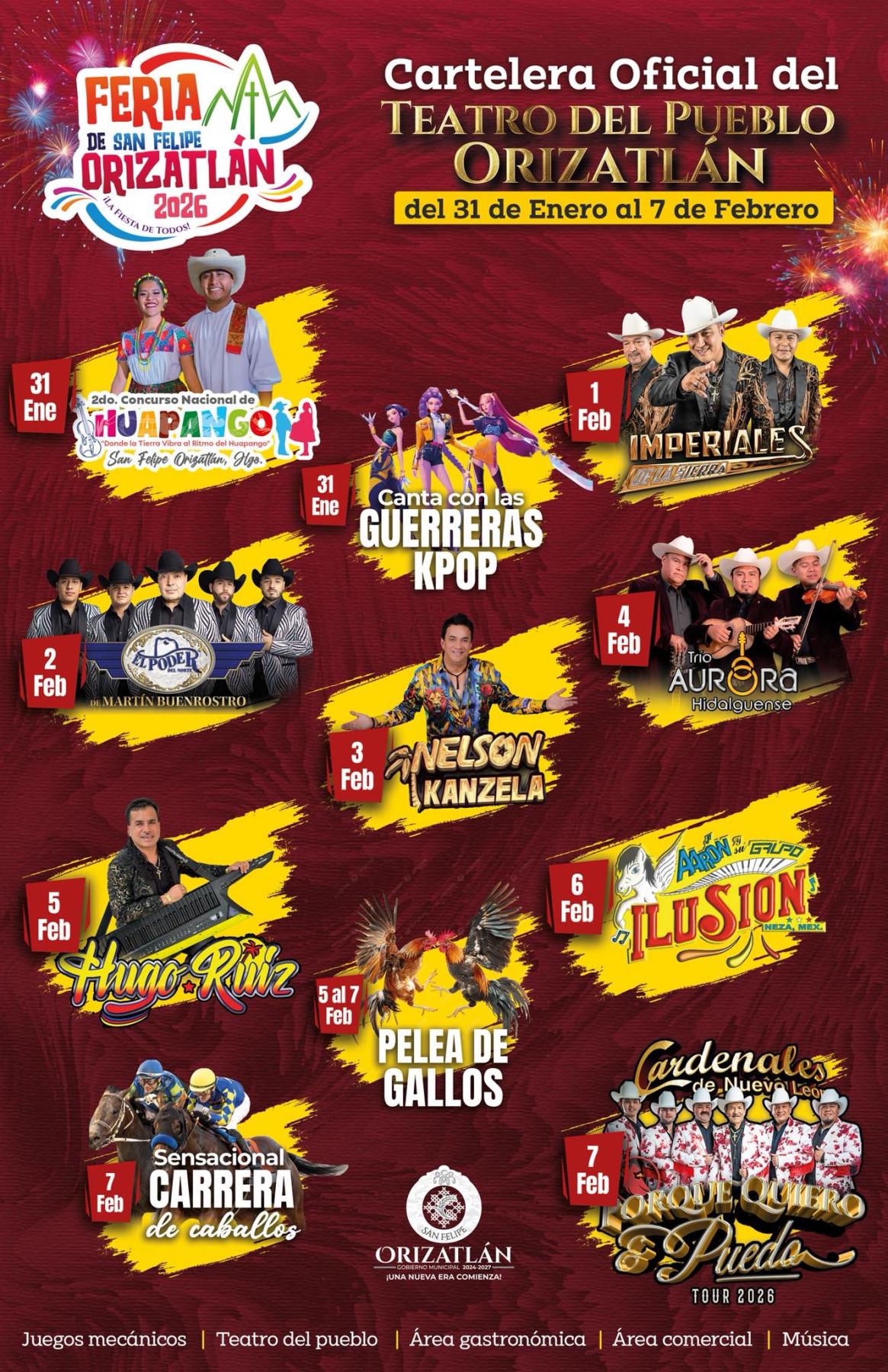 Cartelera Feria San Felipe Orizatlán 2026