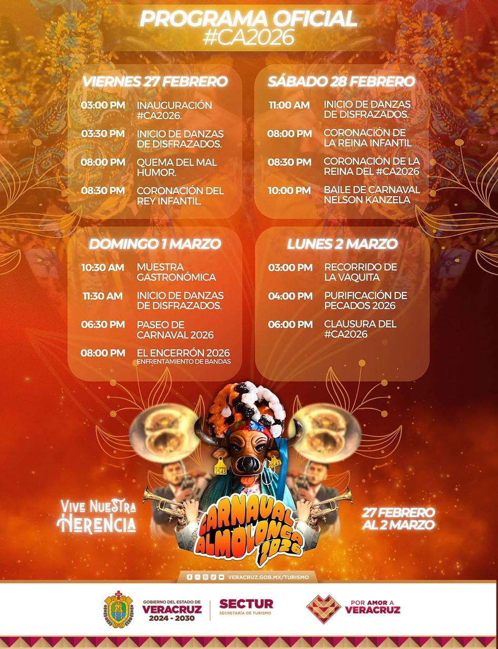 Programa completo Carnaval Almolonga 2026