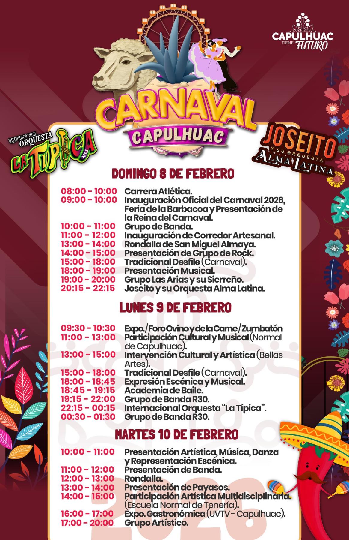 Programa completo Carnaval y Feria de la Barbacoa Capulhuac 2026