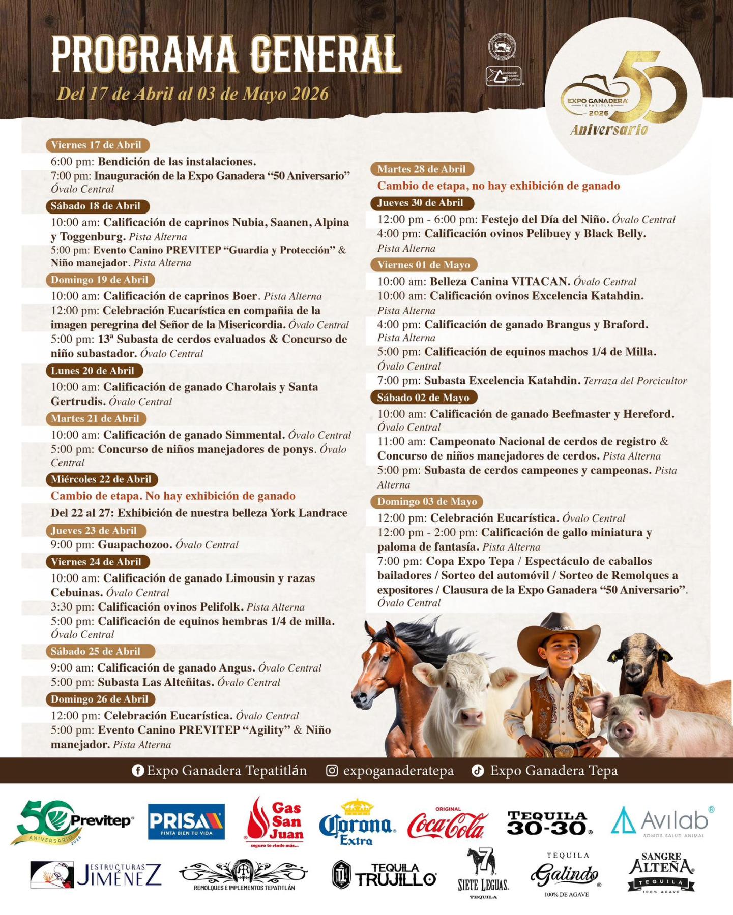Programa Expo Ganadera Tepatitlán 2026
