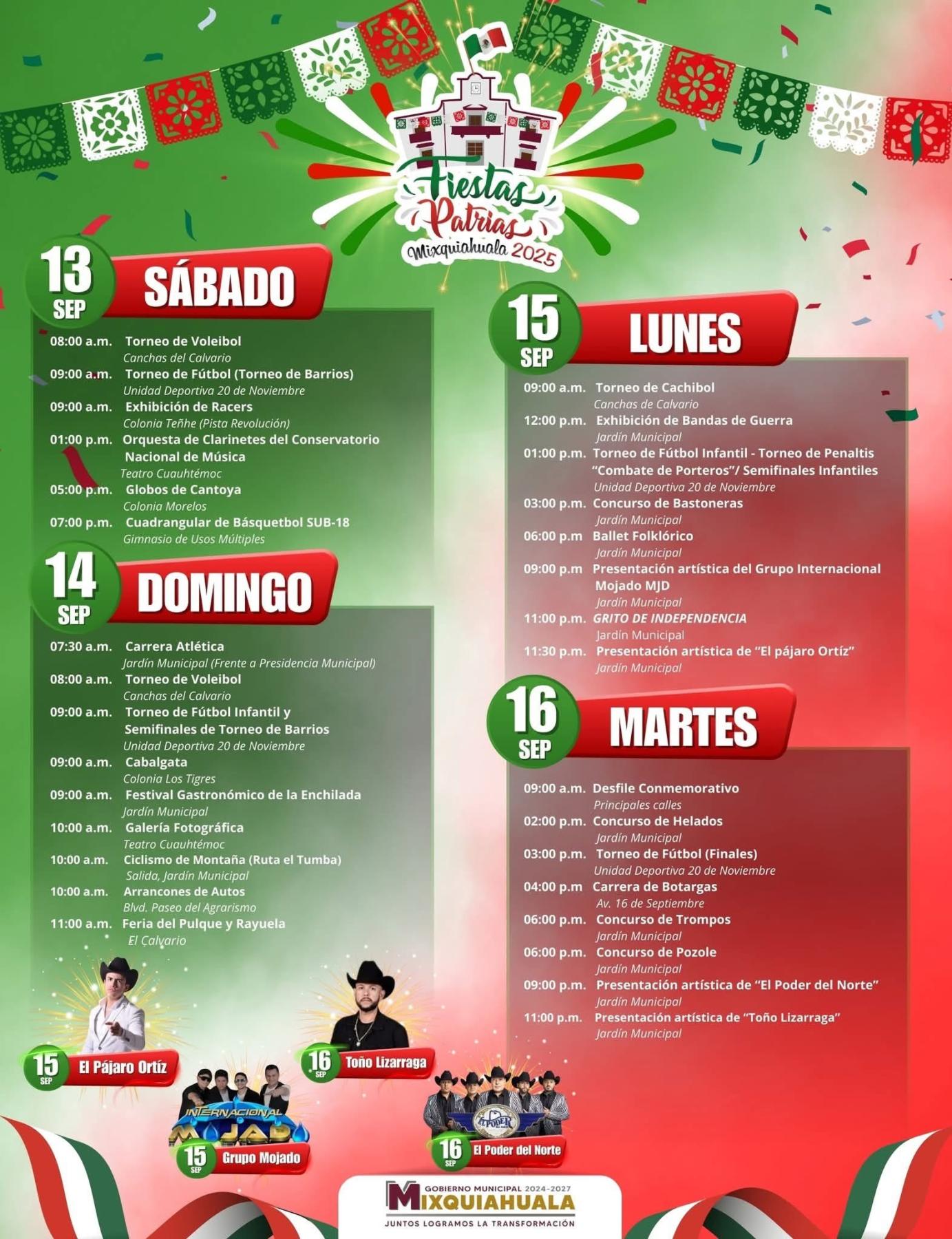 Programa Fiestas Patrias Mixquiahuala 2025