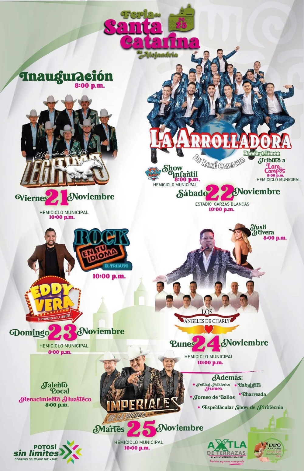 Elenco de la Feria Axtla de Terrazas 2025