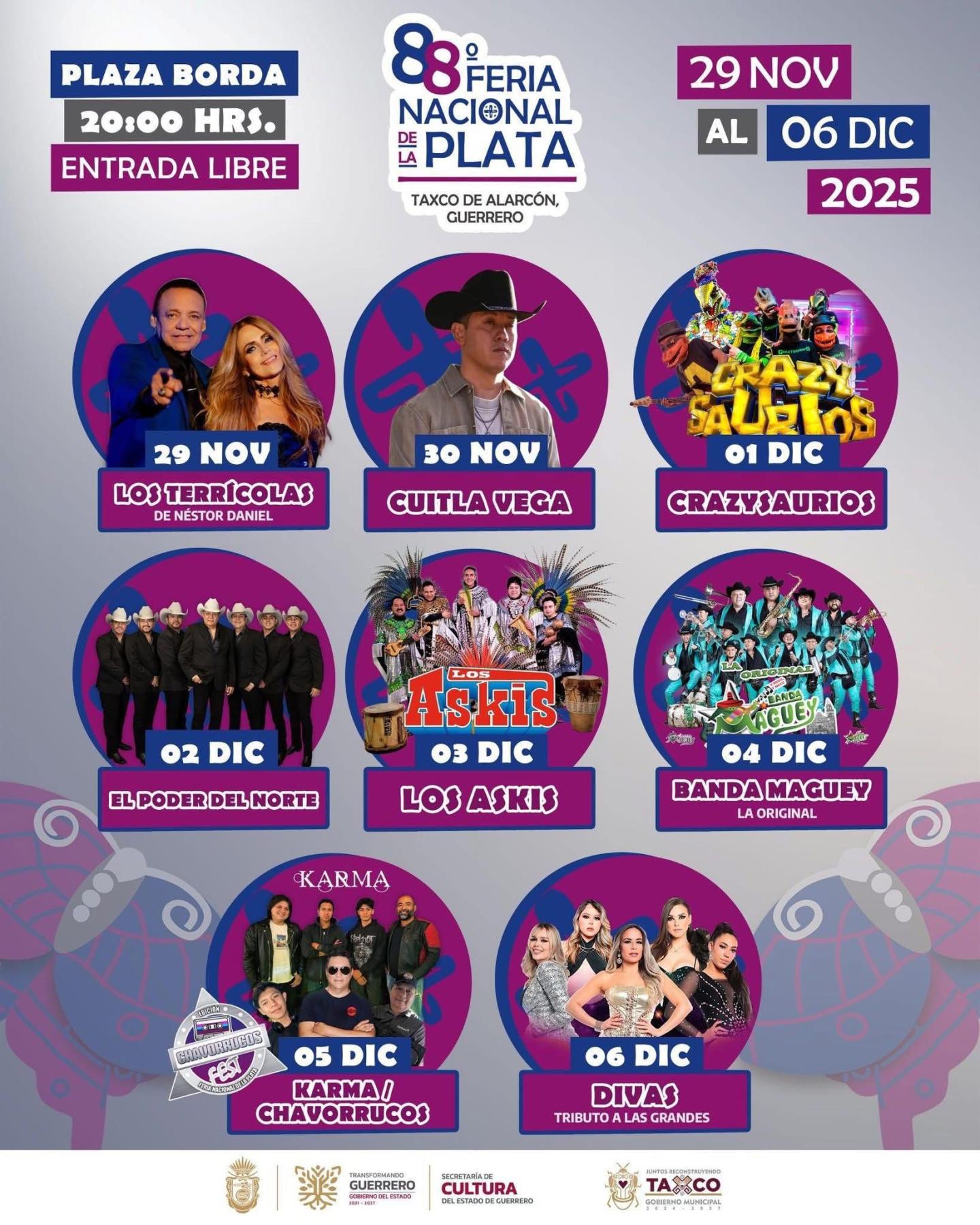Elenco Feria Nacional de la Plata Taxco 2025