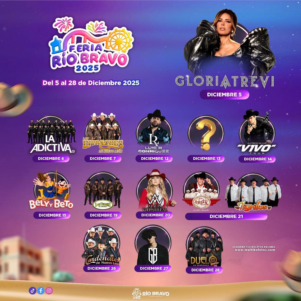 Cartelera artística Feria Río Bravo 2025