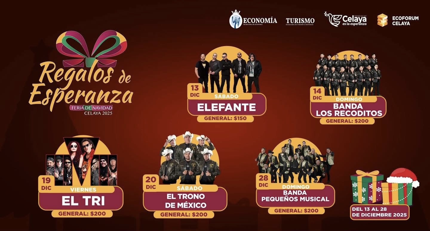 Cartelera estelar Feria de Navidad Celaya 2025