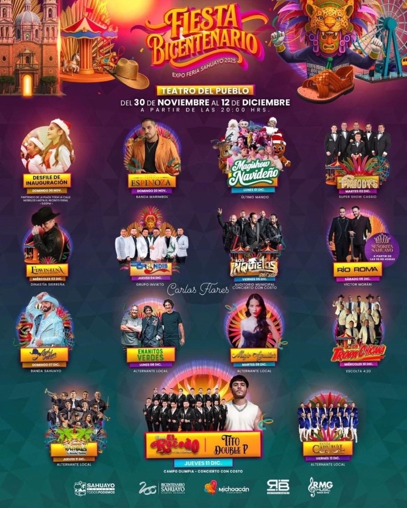 Cartelera artística Expo Feria Sahuayo 2025
