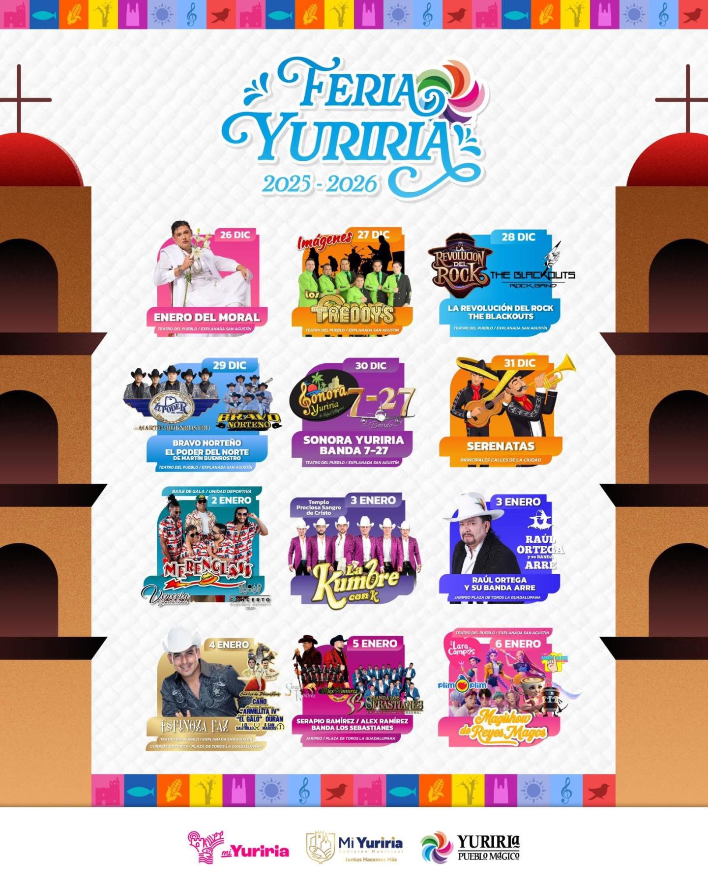 Cartelera artística Feria Yuriria 2025-2026
