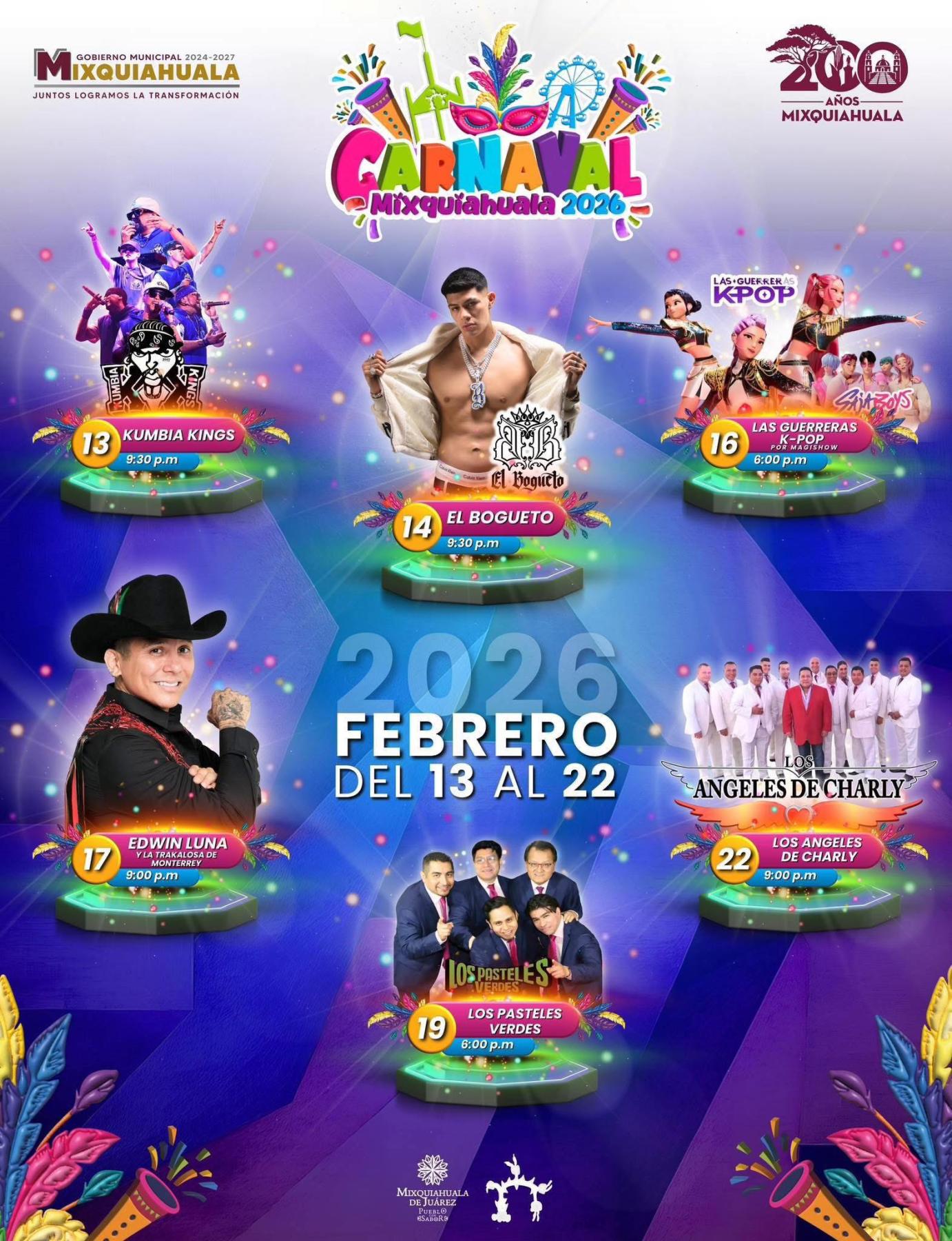 Cartelera Carnaval Mixquiahuala 2026