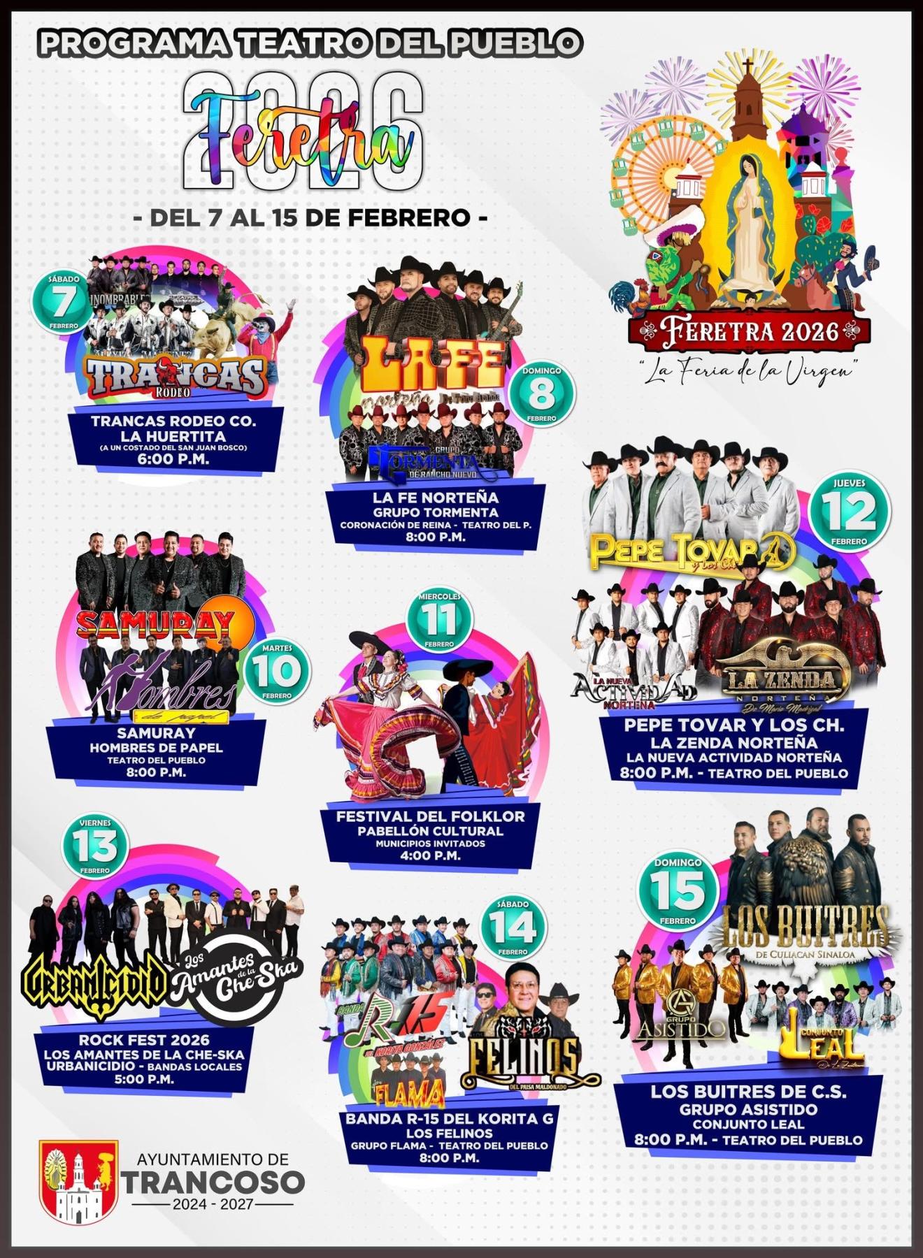 Cartelera artística Feria Regional Trancoso 2026