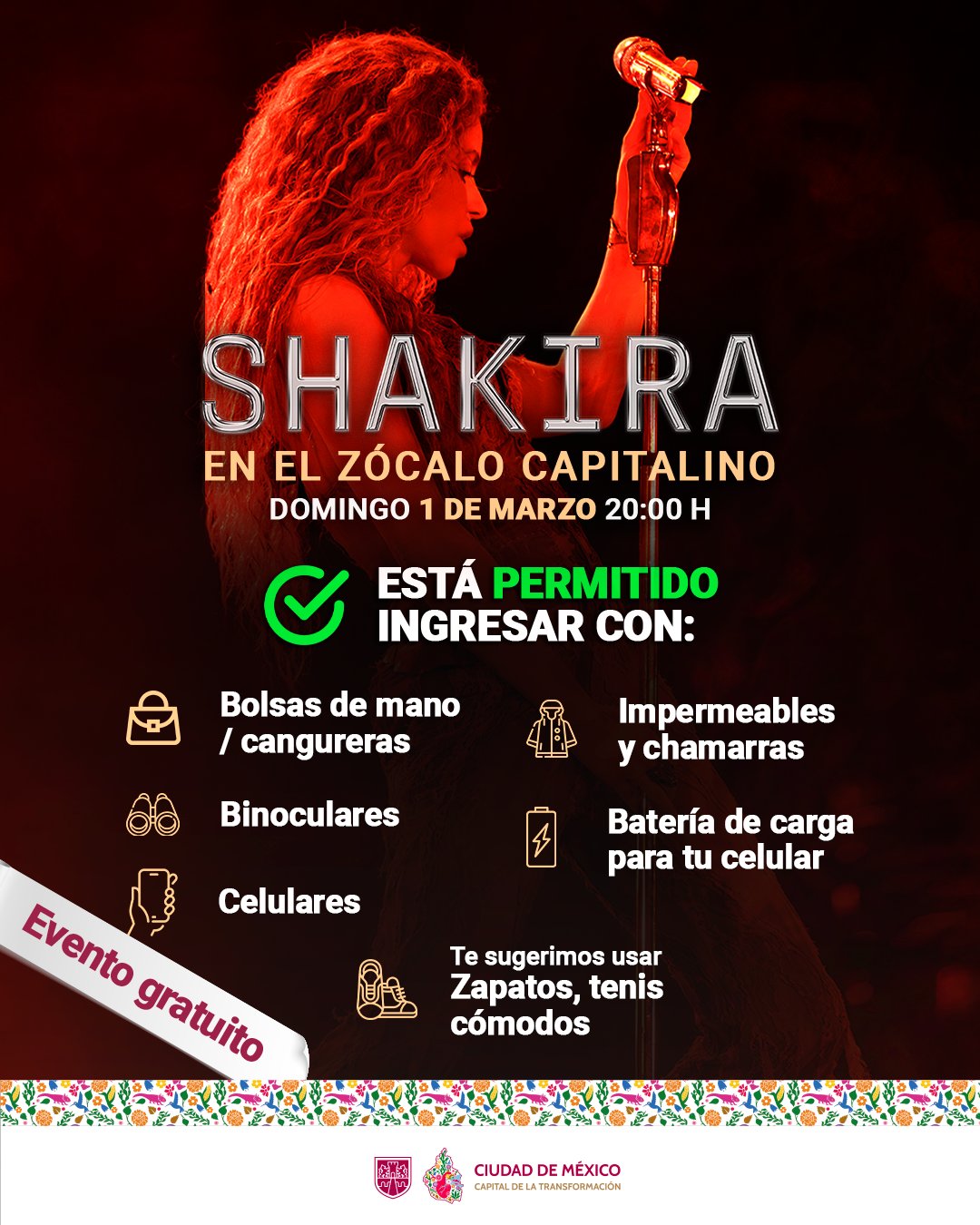 Shakira en el Zócalo, recomendaciones para este 1 de marzo