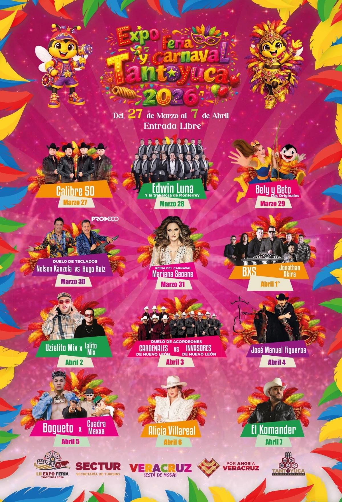 Cartelera artística Expo Feria Tantoyuca 2026