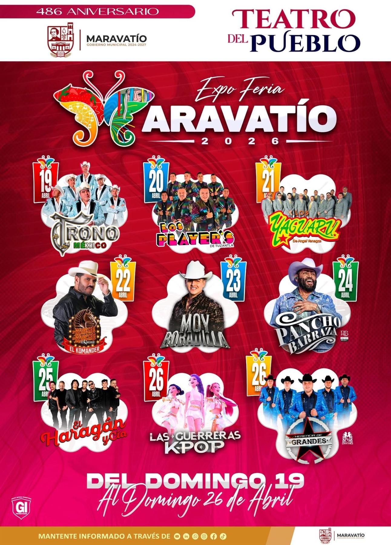 Cartelera artística Expo Feria Maravatío 2026
