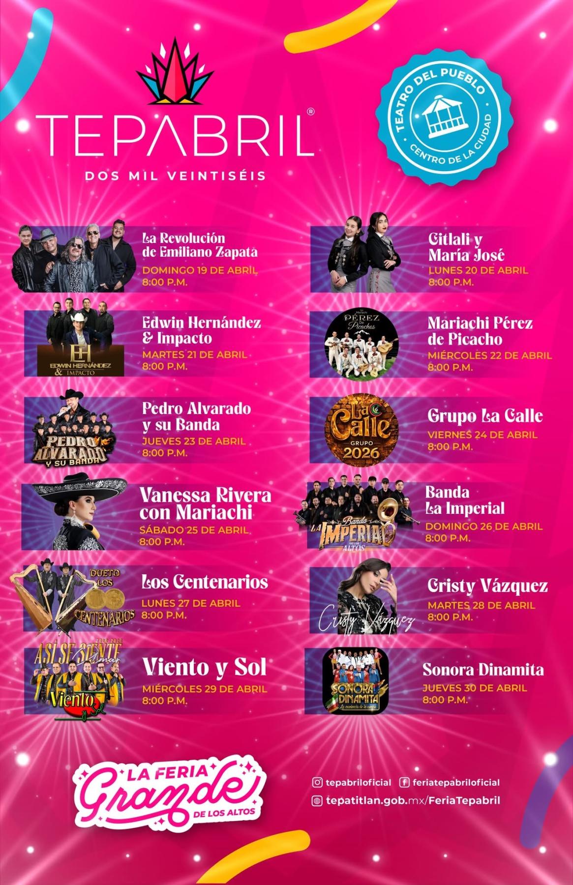 Cartelera Teatro del Pueblo Tepabril 2026