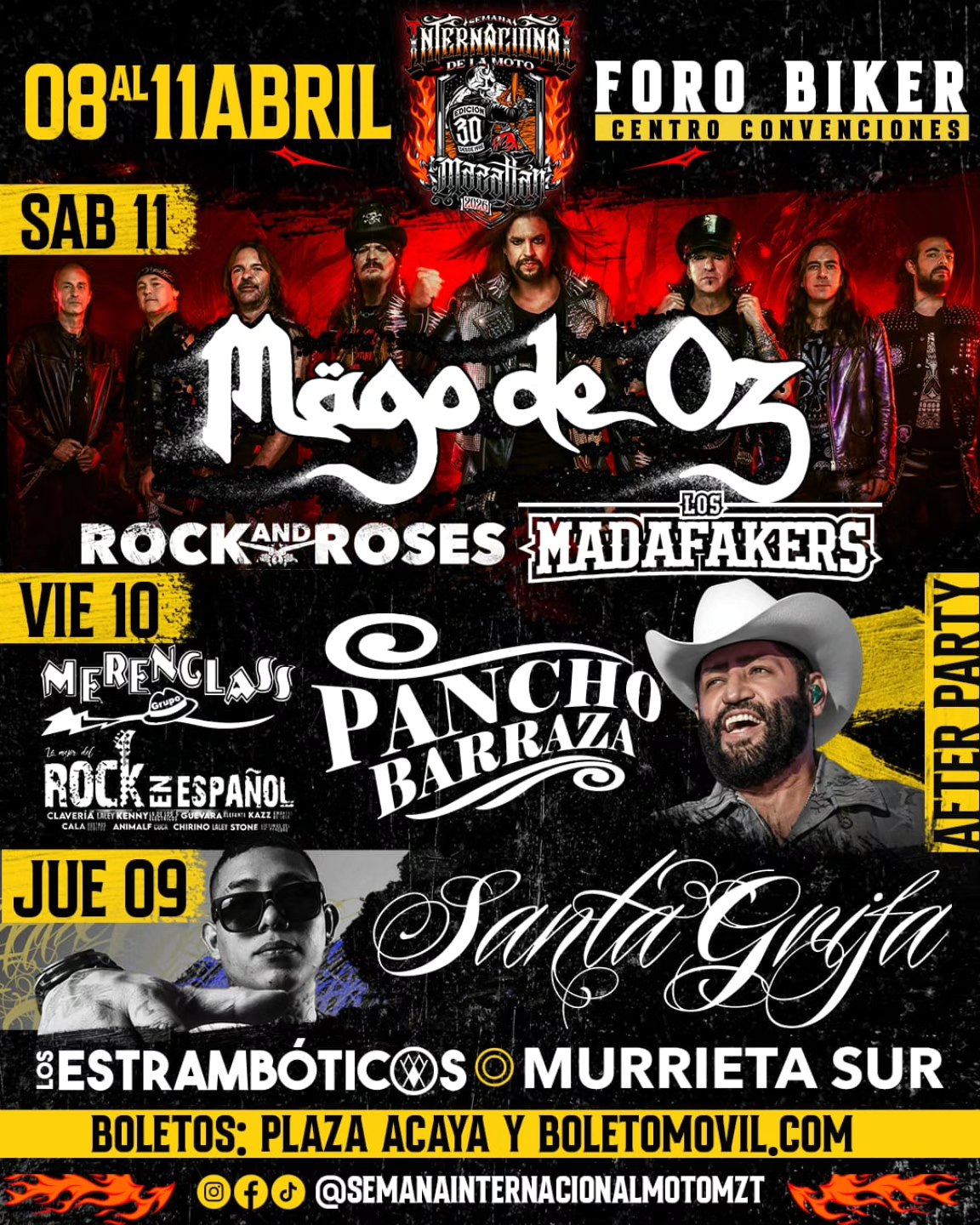 Cartelera Artística Semana Internacional de la Moto Mazatlán 2026