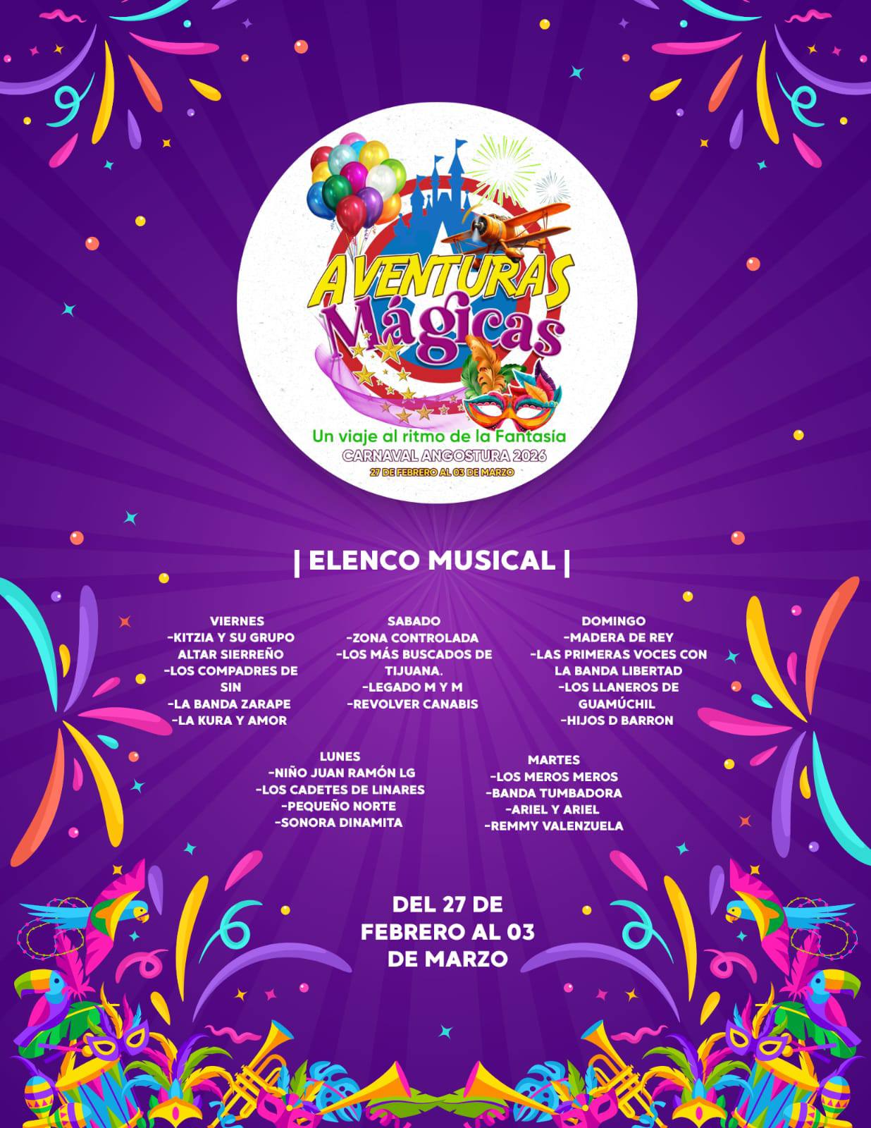 Programa Carnaval Angostura 2026