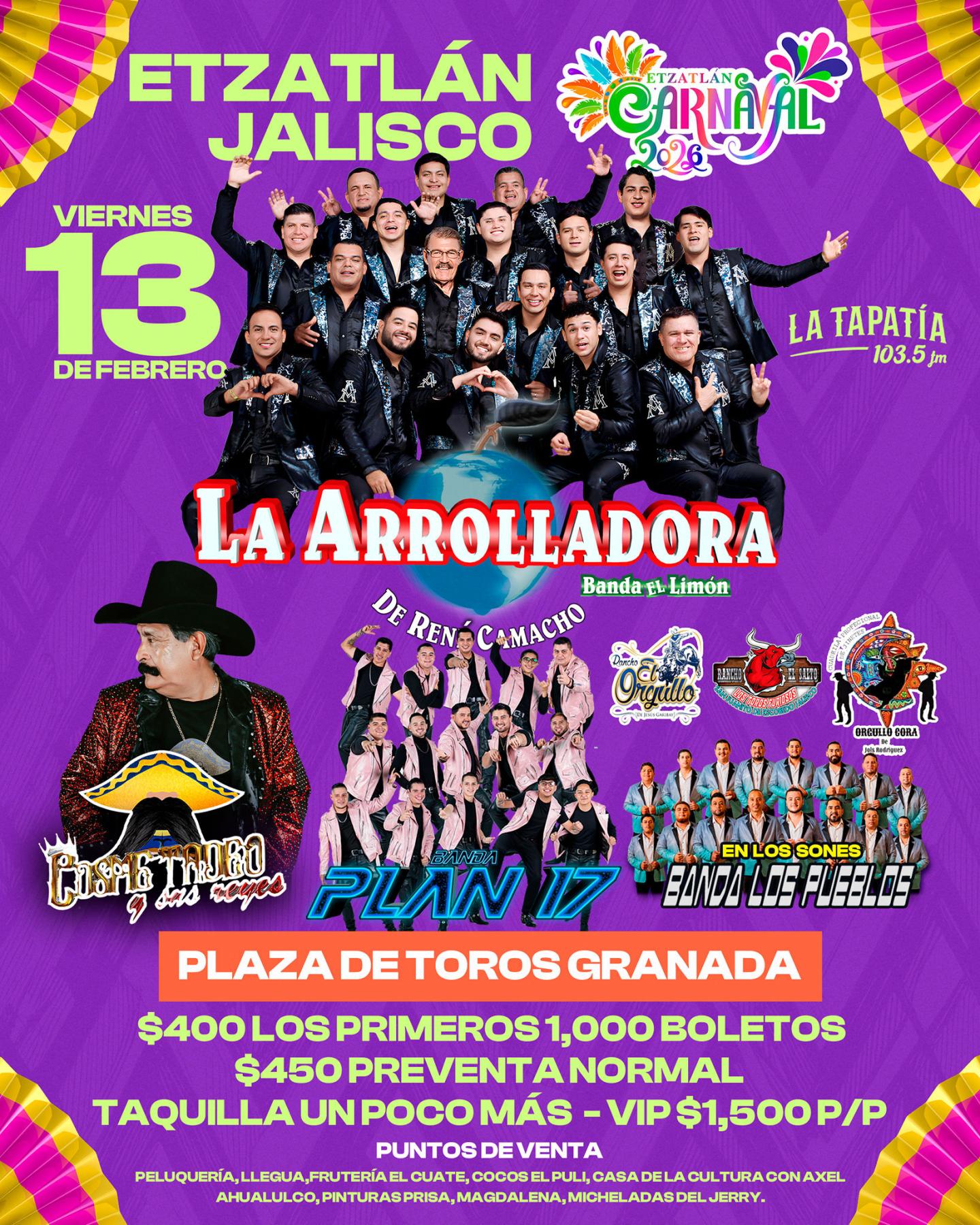 Arrolladora en el Carnaval Etzatlán 2026